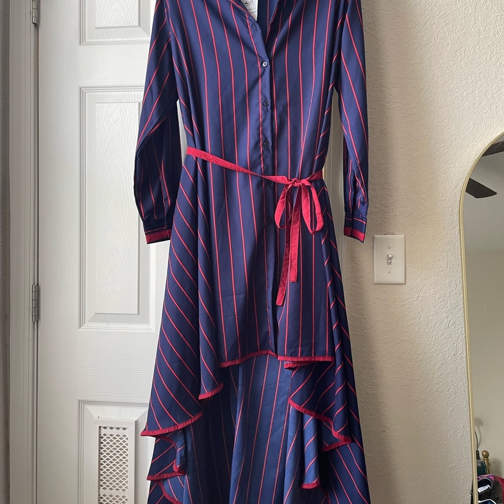 Navy and Red Striped Dress